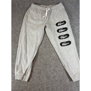 Lacoste Jogger Sweatpants Mens Large Gray Crocodile Print Tapered Cozy Athletic